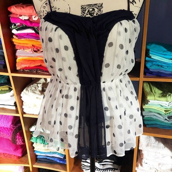 Anthropologie Girls From Savoy Bright Forecast Polka Dot Tank - Picture 2 of 7